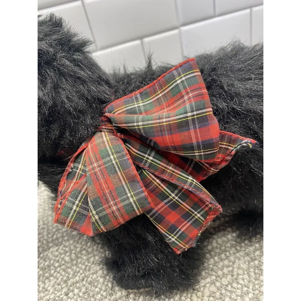 Emotions‎ VTG Scottie Terrier Plush Puppy Dog Tush Tag Attached Black W Bow HG3